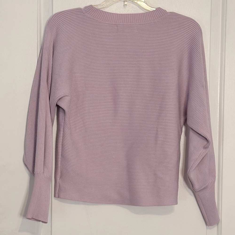 Pink Rose sz Medium Lavender Ribbed Women's Sweater - Picture 4 of 5
